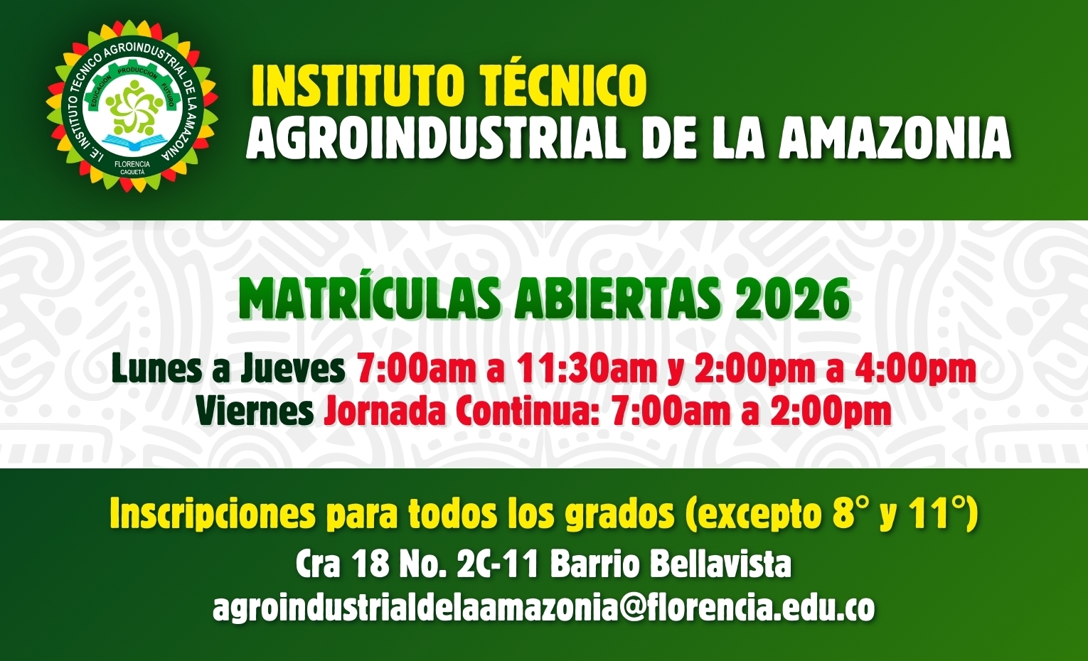 Matrículas abiertas 2026 en el ITAA